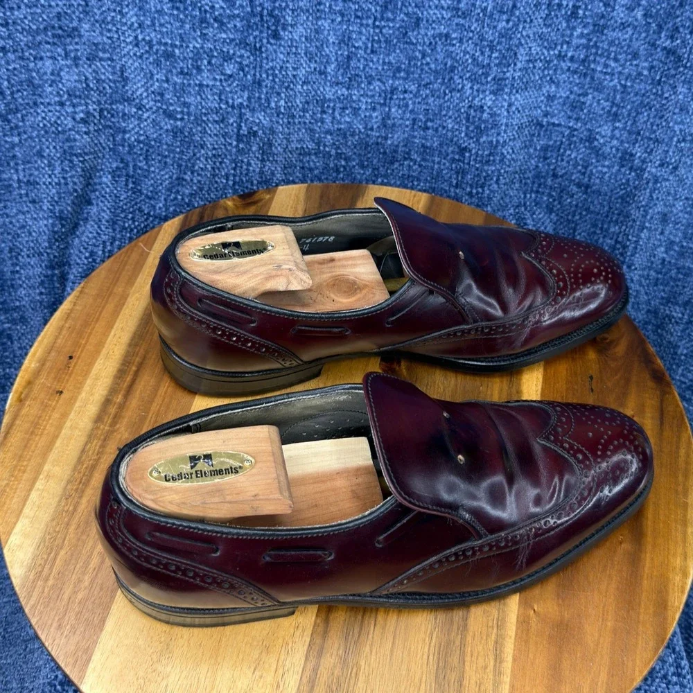 Vintage Dexter W688-4 Wingtip Loafers Mens 7.5 M Burgundy Leather USA Made